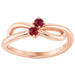 Anello rubino oro rosa 0.20 carati Infinity Twist Style U montatura a griffe