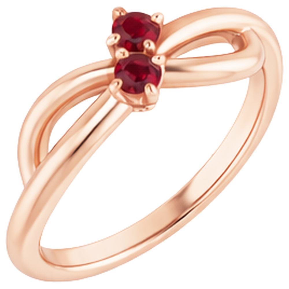Anello rubino oro rosa 0.20 carati Infinity Twist Style U montatura a griffe