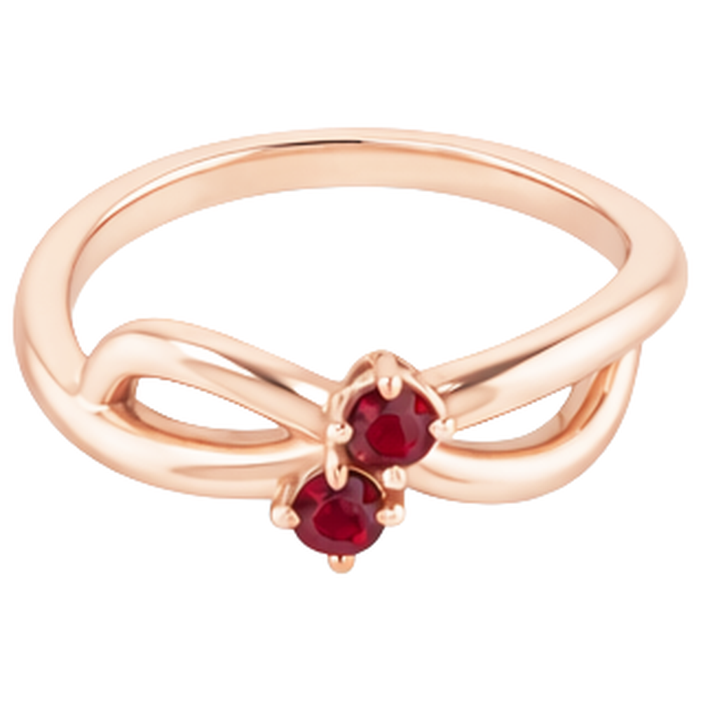 Anello rubino oro rosa 0.20 carati Infinity Twist Style U montatura a griffe