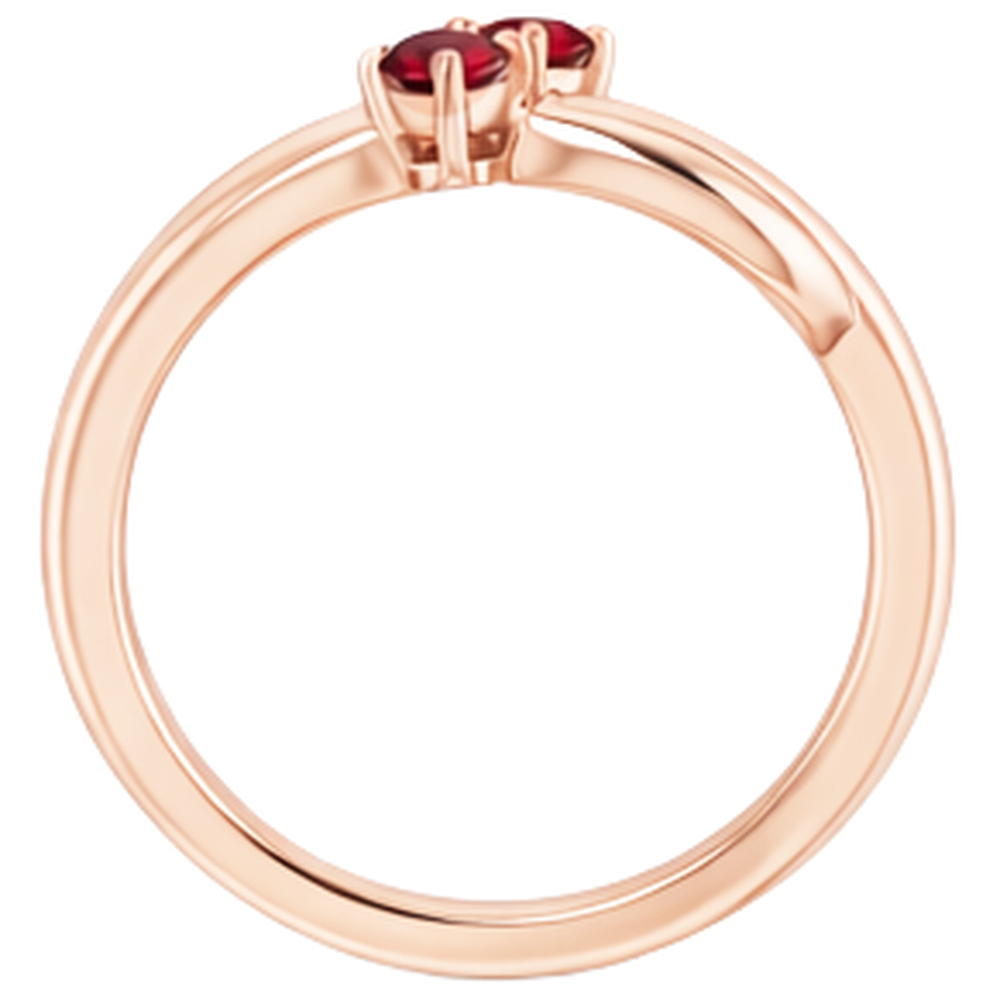 Anello rubino oro rosa 0.20 carati Infinity Twist Style U montatura a griffe