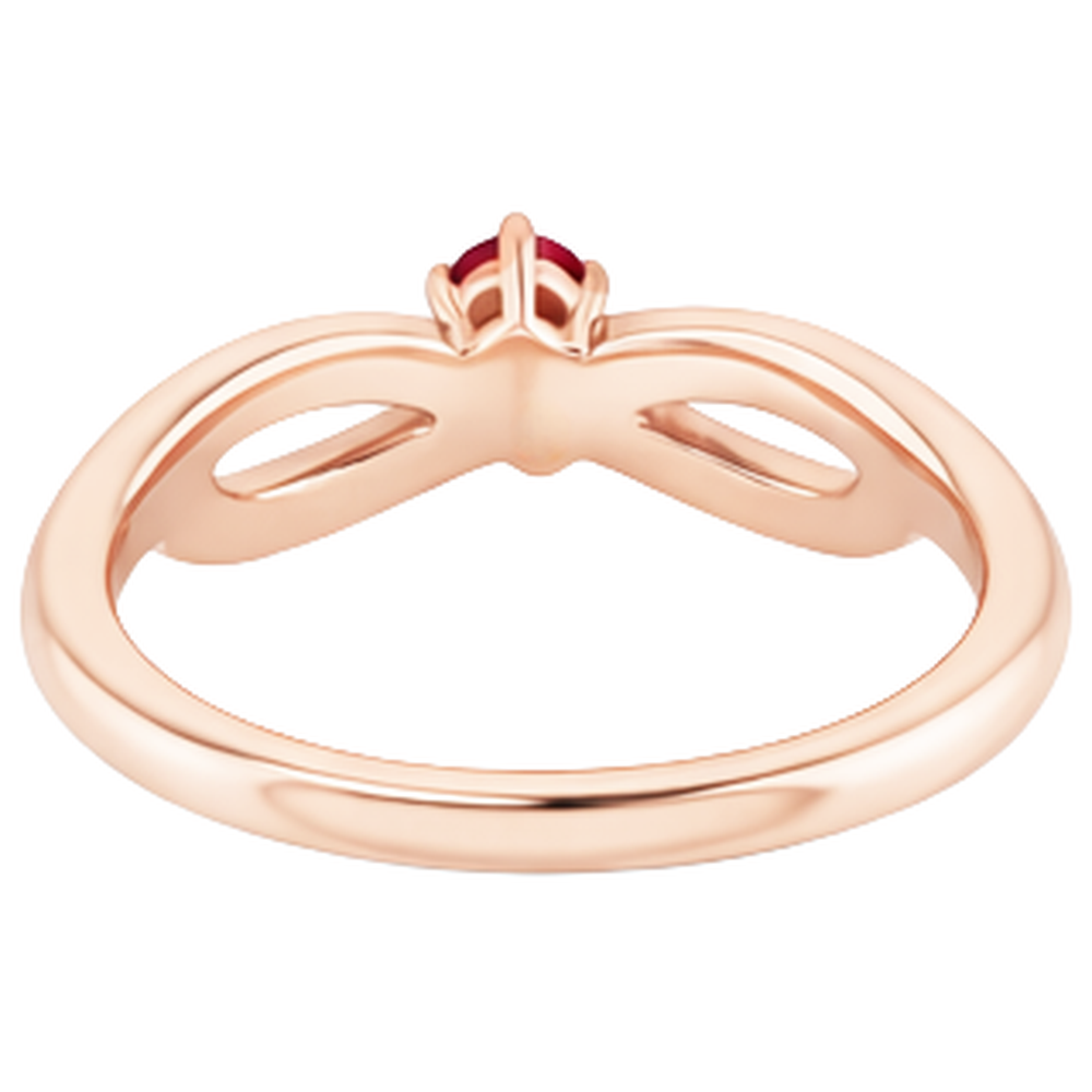 Anello rubino oro rosa 0.20 carati Infinity Twist Style U montatura a griffe