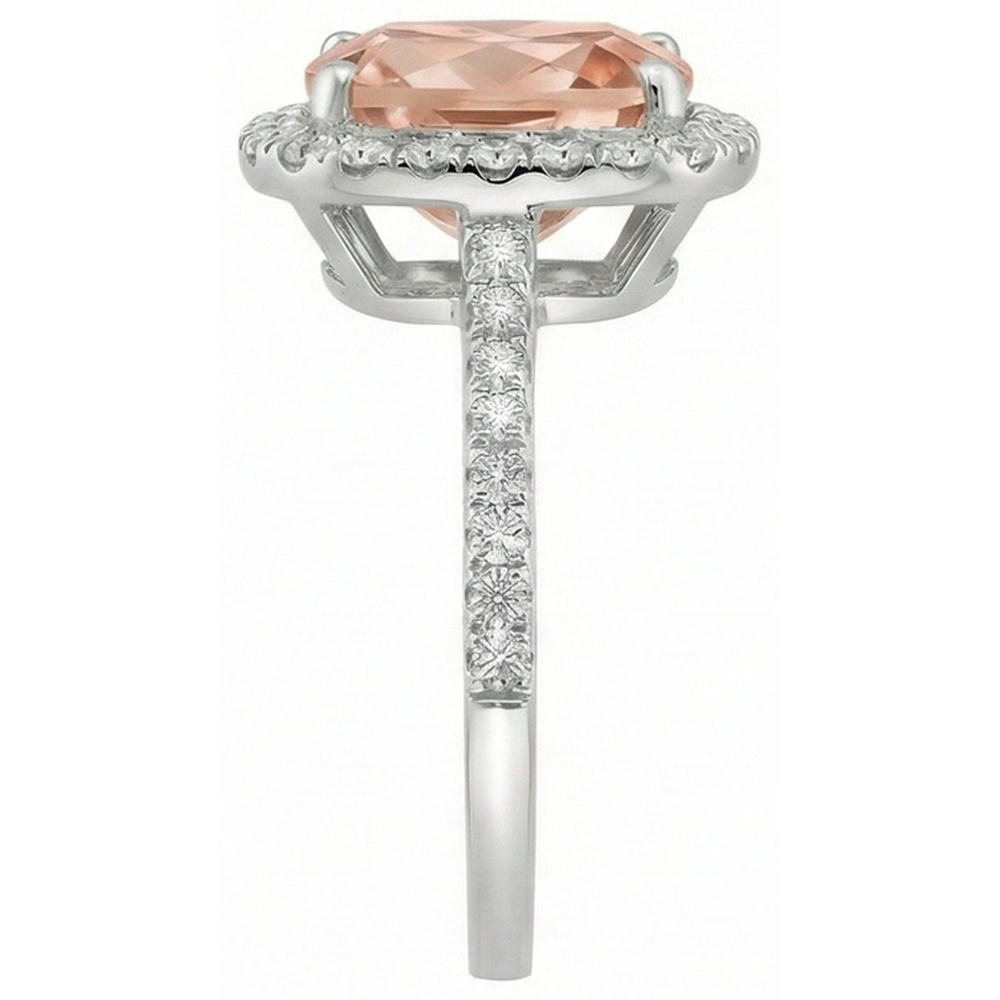 Anello scintillante con Morganite e diamanti da 8,75 ct, oro bianco 14K