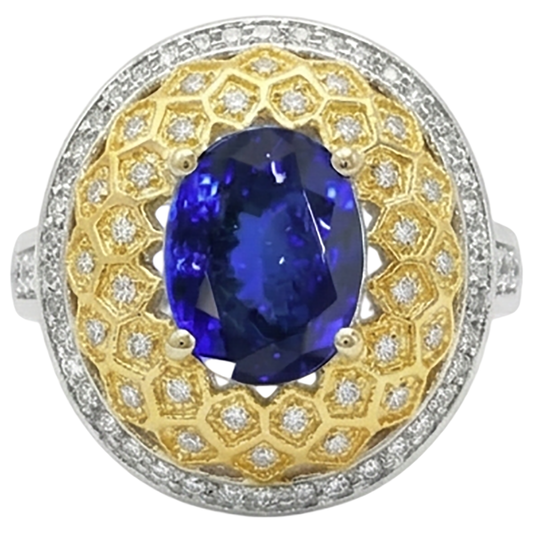 vero round tanzanite 3.10carati anello angolo laterale