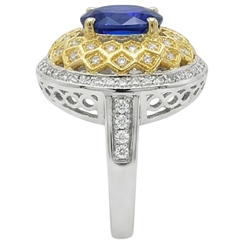 vero round tanzanite 3.10carati anello su bianco