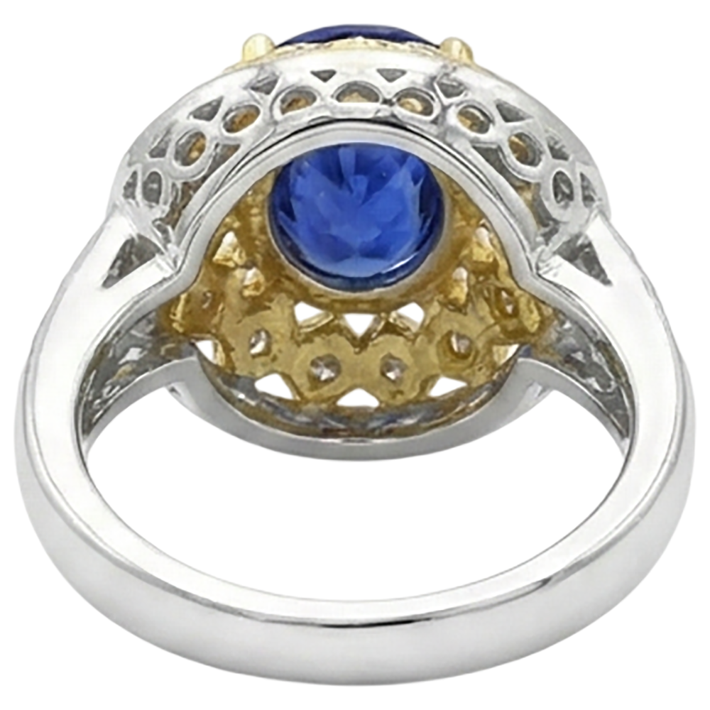 vero round tanzanite 3.10carati anello con accenti diamanti