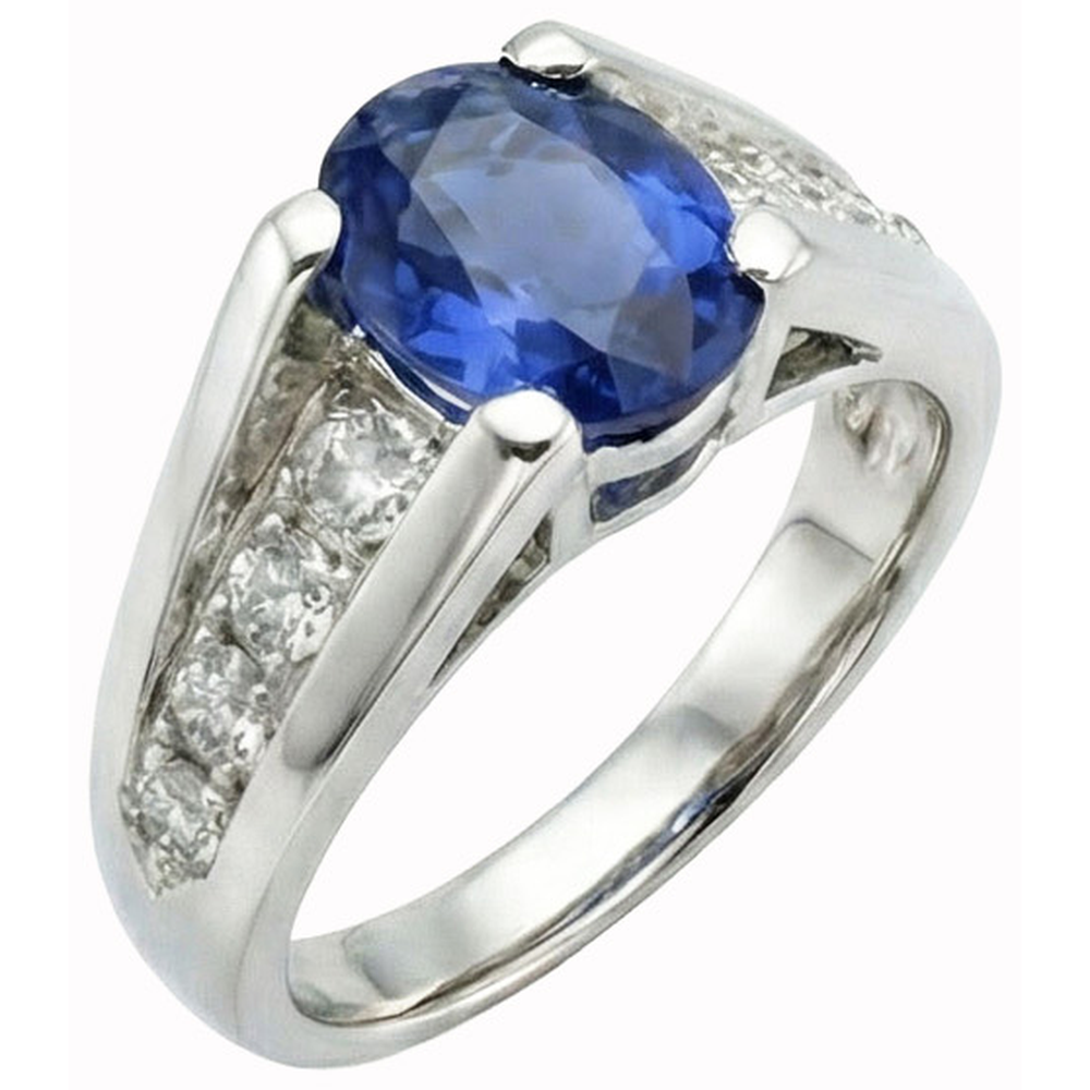 vero oval diamante 2.10carati anello vista frontale