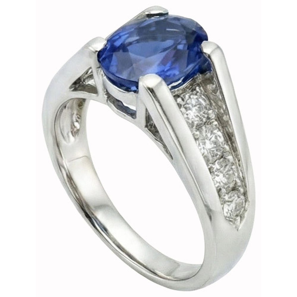 vero oval diamante 2.10carati anello dettaglio ravvicinato