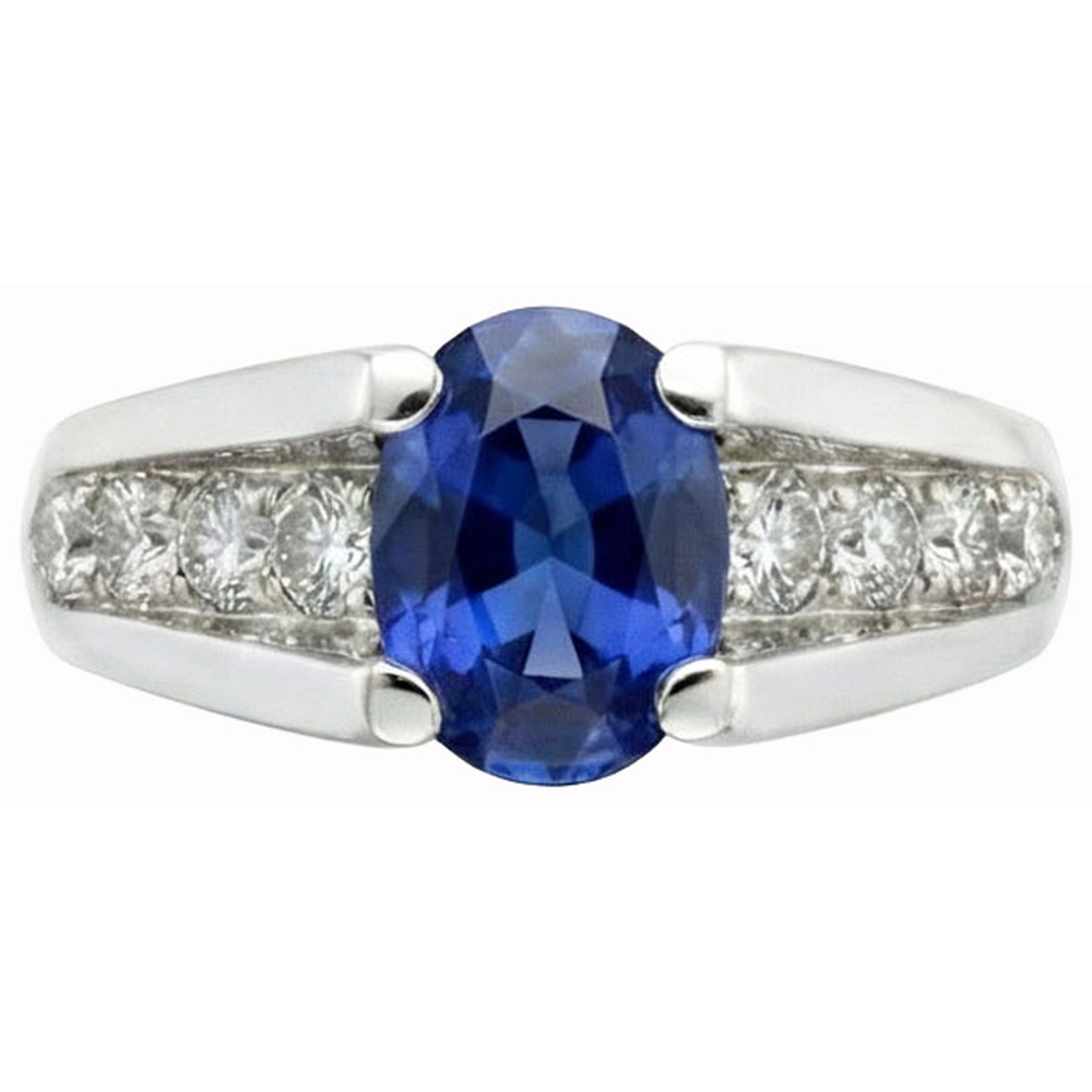 vero oval diamante 2.10carati anello angolo laterale
