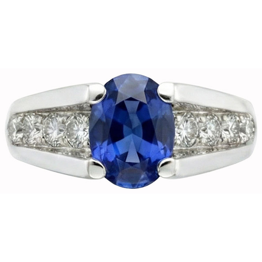 vero oval diamante 2.10carati anello angolo laterale