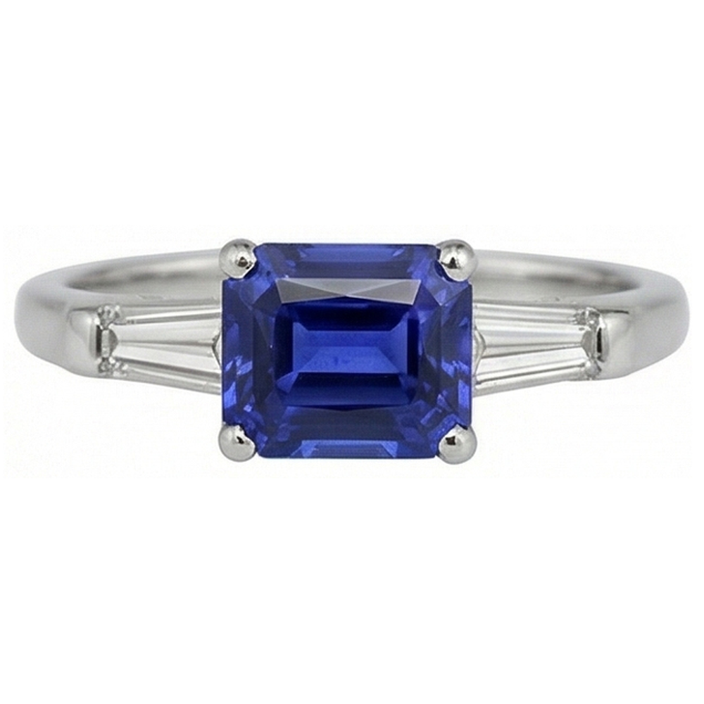 vero baguette diamante 2carati anello vista frontale