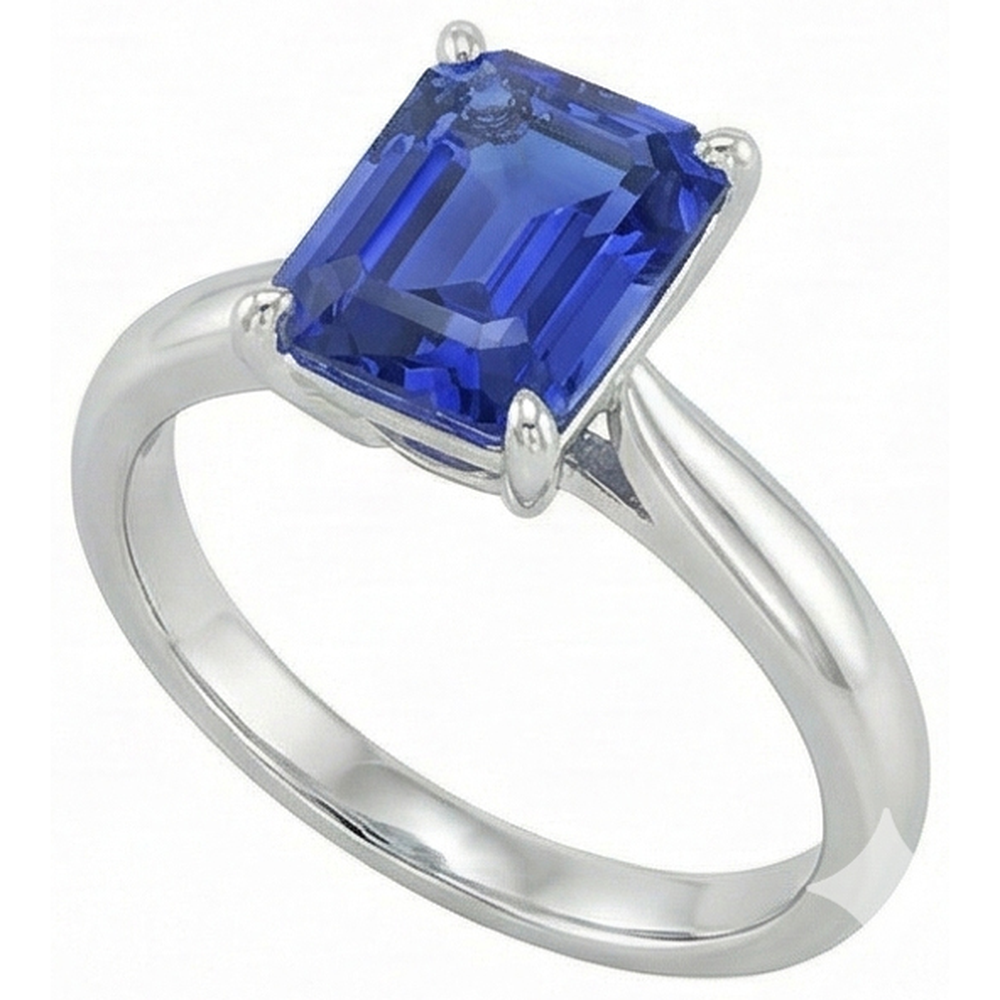 Anello smeraldo solitario blu zaffiro 2,50 carati gioielli da donna