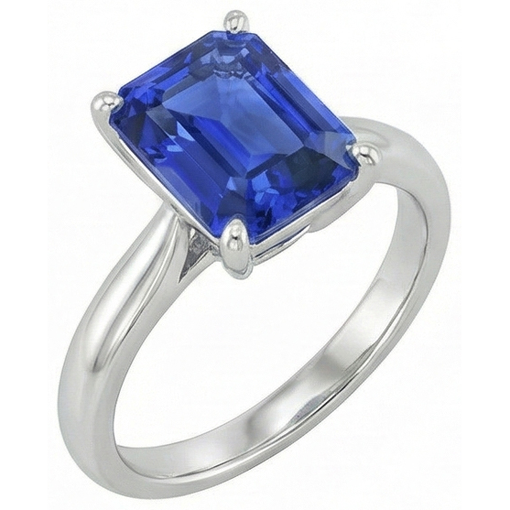 Anello smeraldo solitario blu zaffiro 2,50 carati gioielli da donna