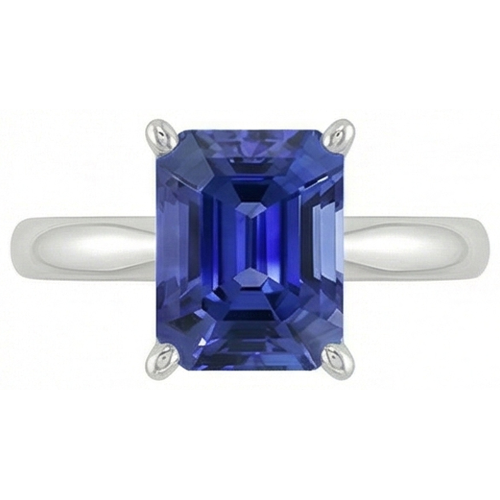 Anello smeraldo solitario blu zaffiro 2,50 carati gioielli da donna