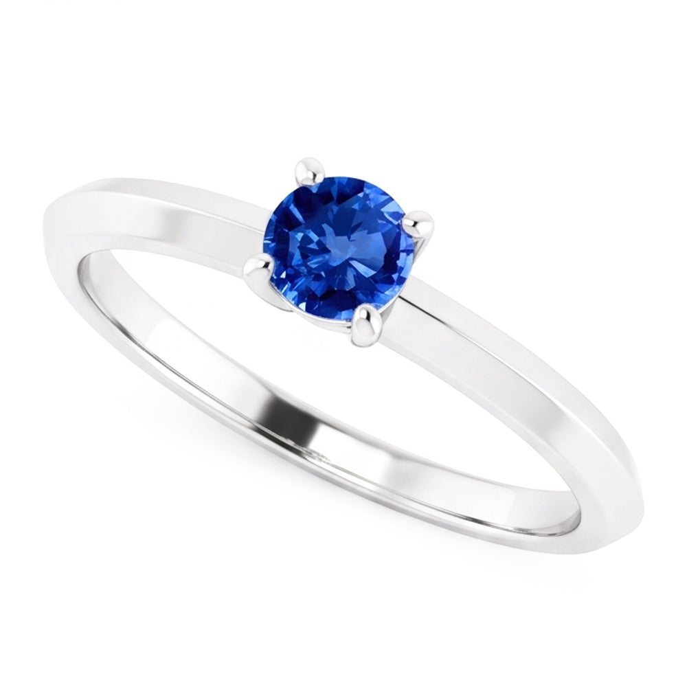Anello solitario 1,25 carati blu zaffiro oro bianco 14 carati