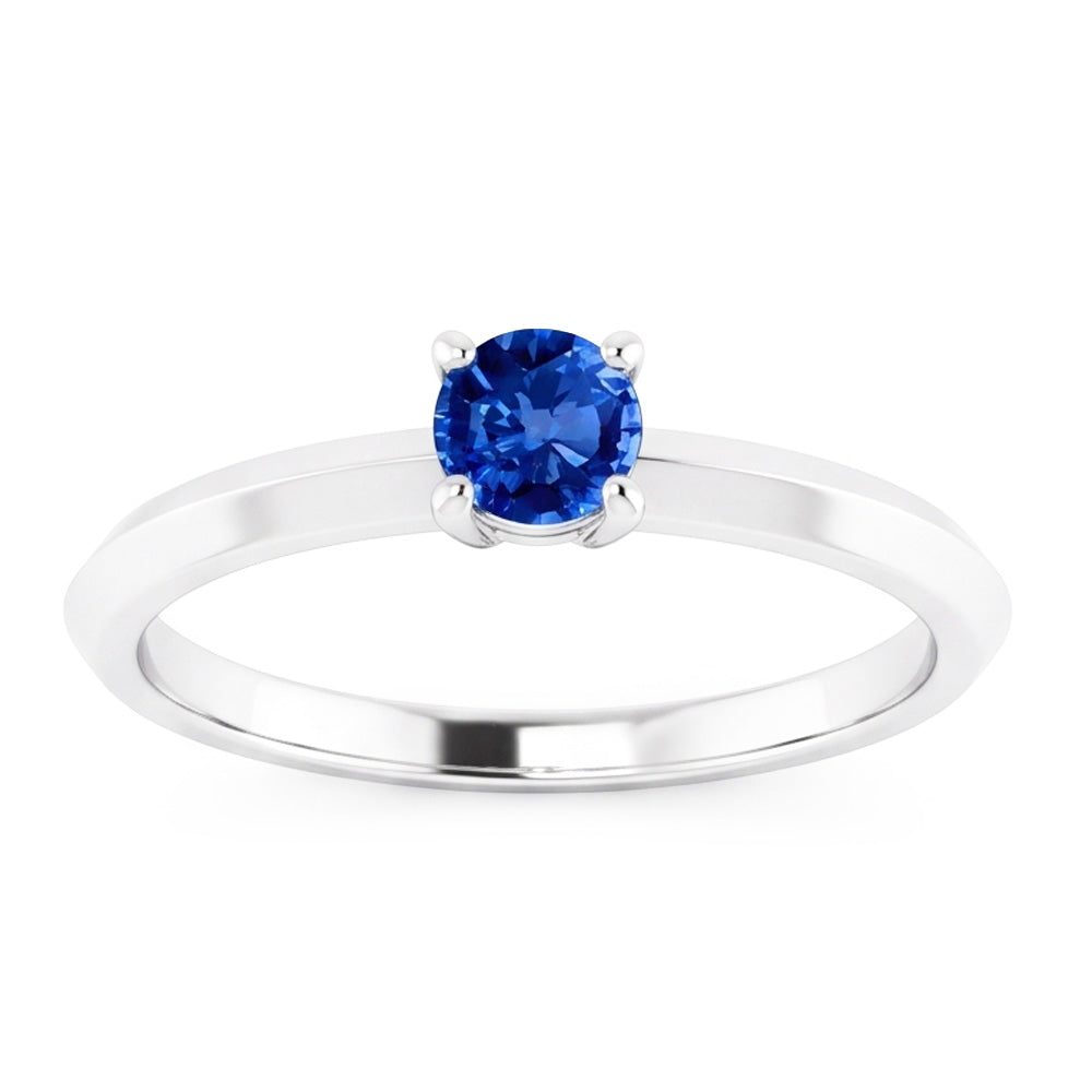 Anello solitario 1,25 carati blu zaffiro oro bianco 14 carati