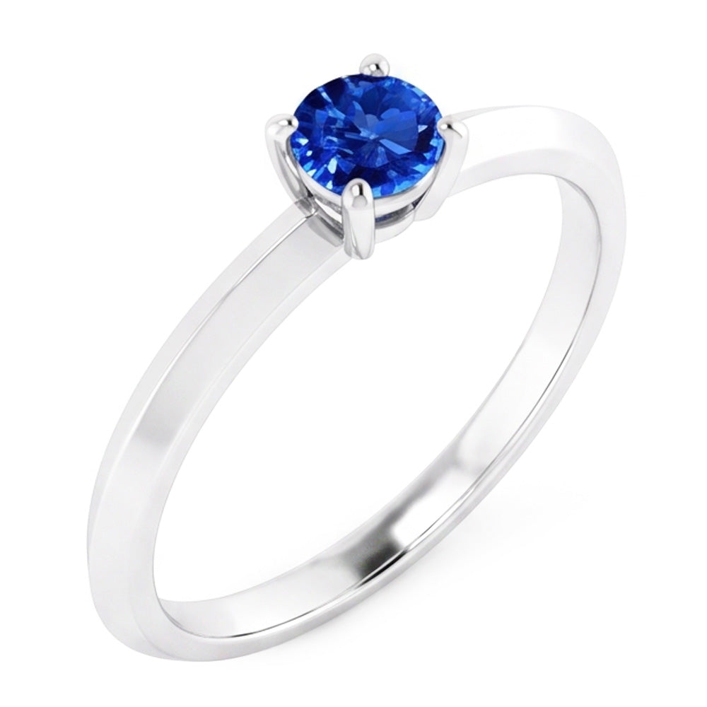 Anello solitario 1,25 carati blu zaffiro oro bianco 14 carati