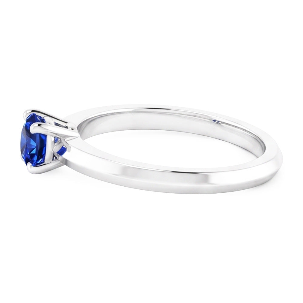 Anello solitario 1,25 carati blu zaffiro oro bianco 14 carati