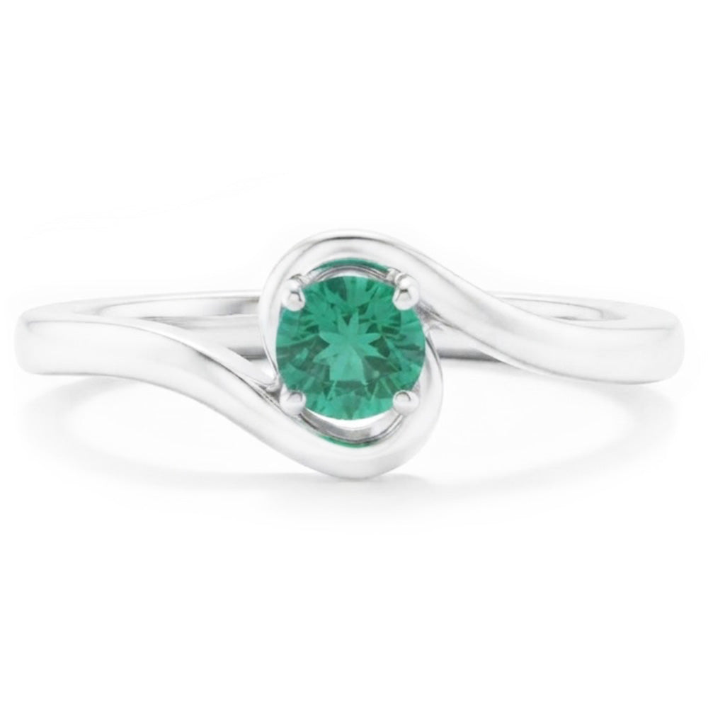 Anello solitario 1,50 carati e oro bianco 14K stile intrecciato verde smeraldo colombiano