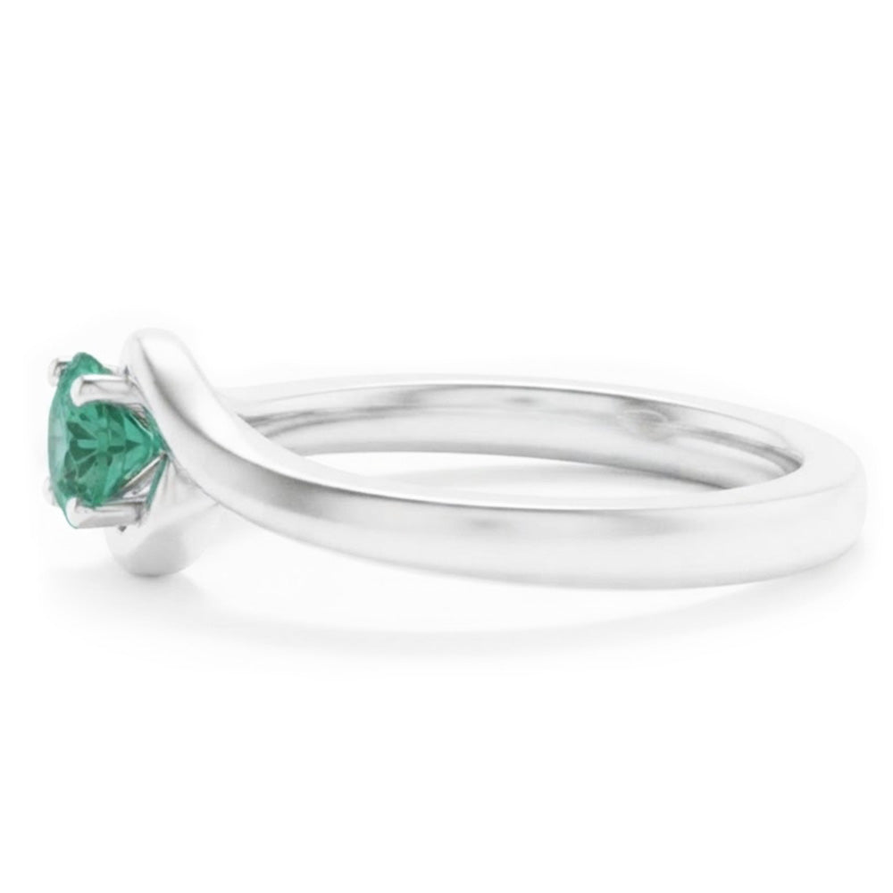 Anello solitario 1,50 carati e oro bianco 14K stile intrecciato verde smeraldo colombiano