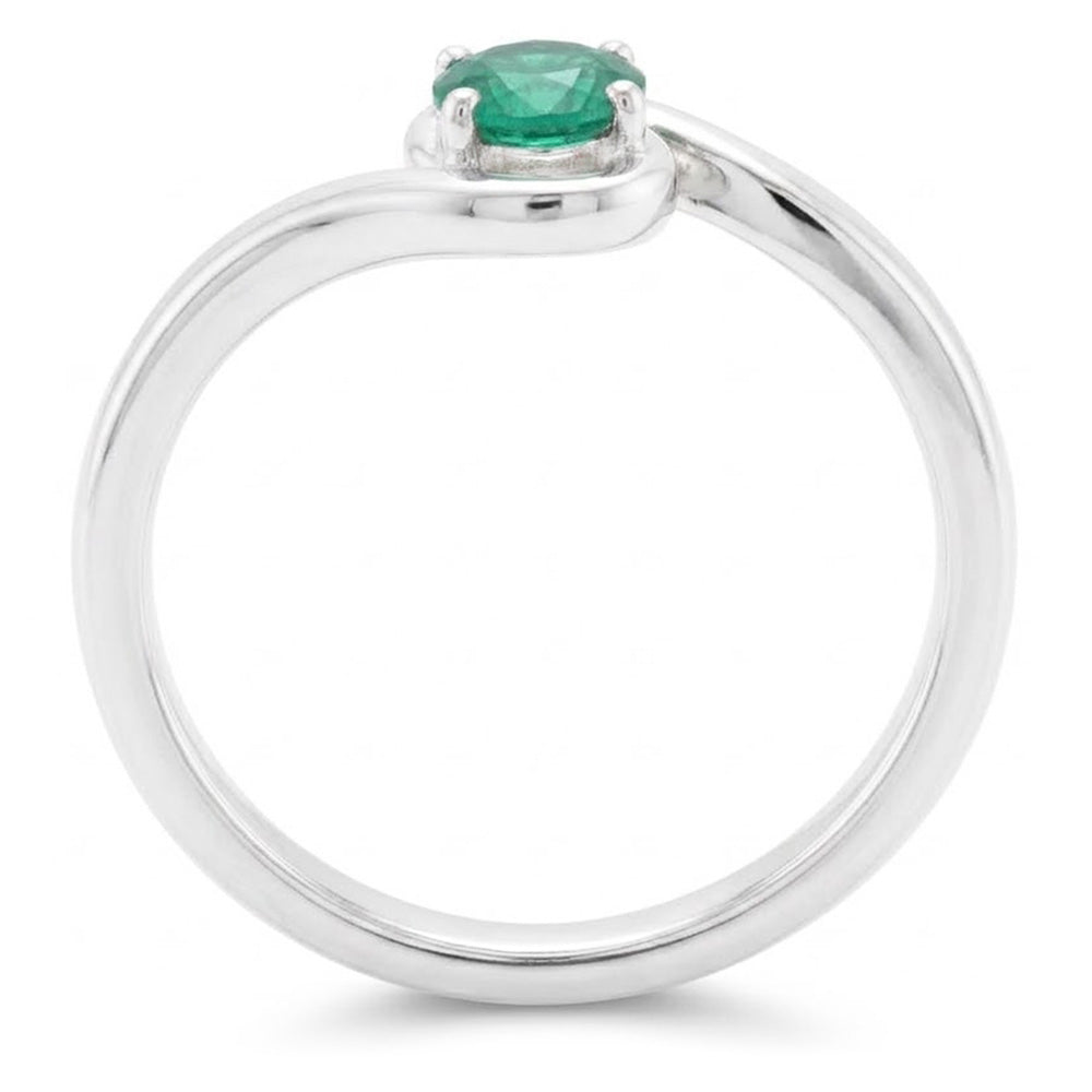 Anello solitario 1,50 carati e oro bianco 14K stile intrecciato verde smeraldo colombiano