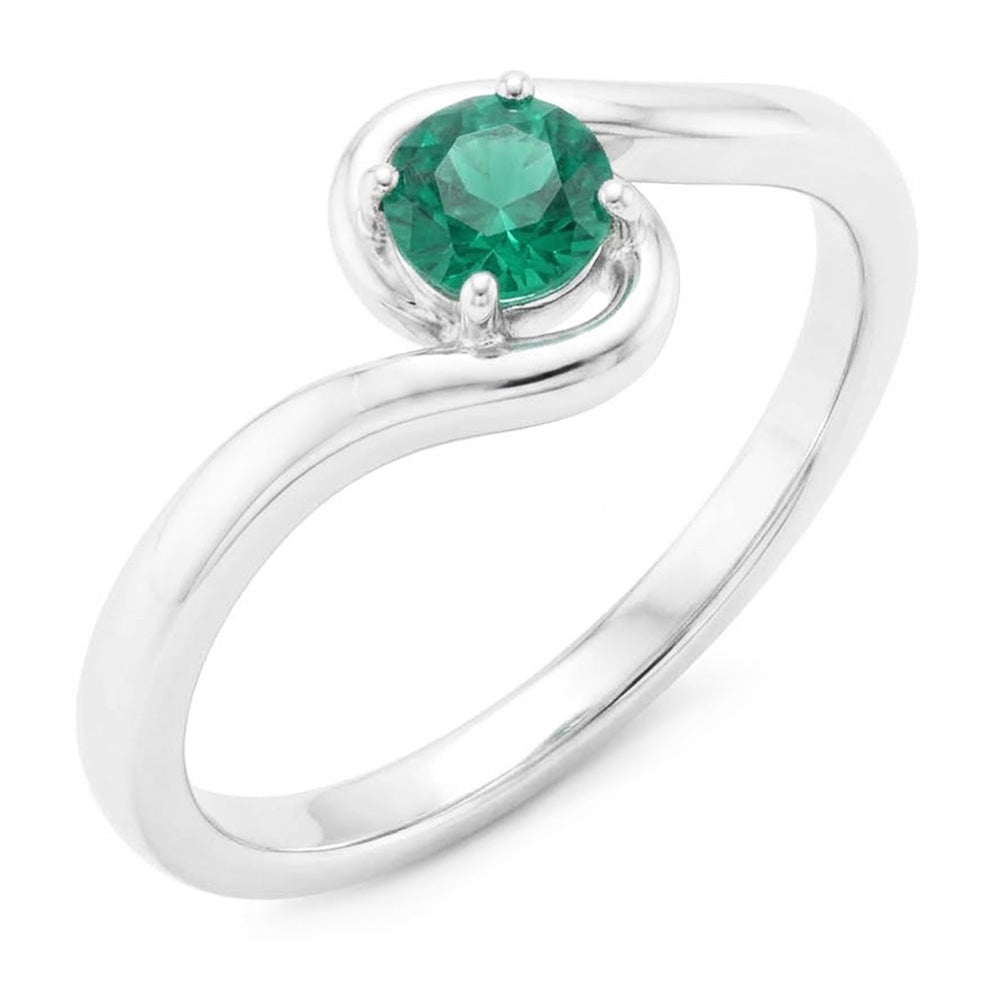 Anello solitario 1,50 carati e oro bianco 14K stile intrecciato verde smeraldo colombiano
