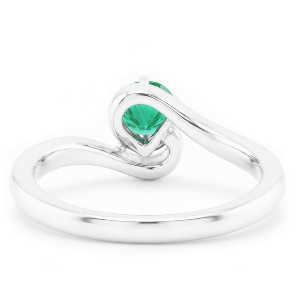 Anello solitario 1,50 carati e oro bianco 14K stile intrecciato verde smeraldo colombiano