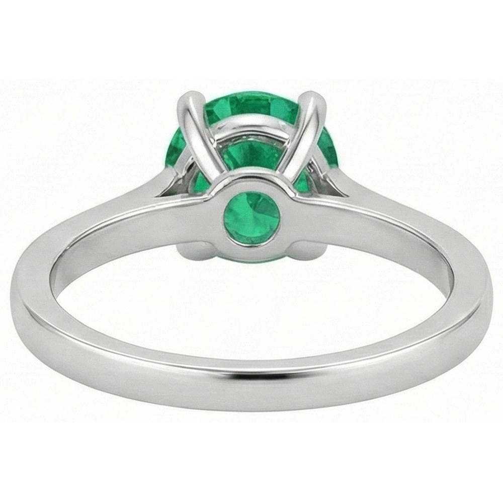 Anello solitario 3 carati con smeraldo verde taglio rotondo oro bianco 14K