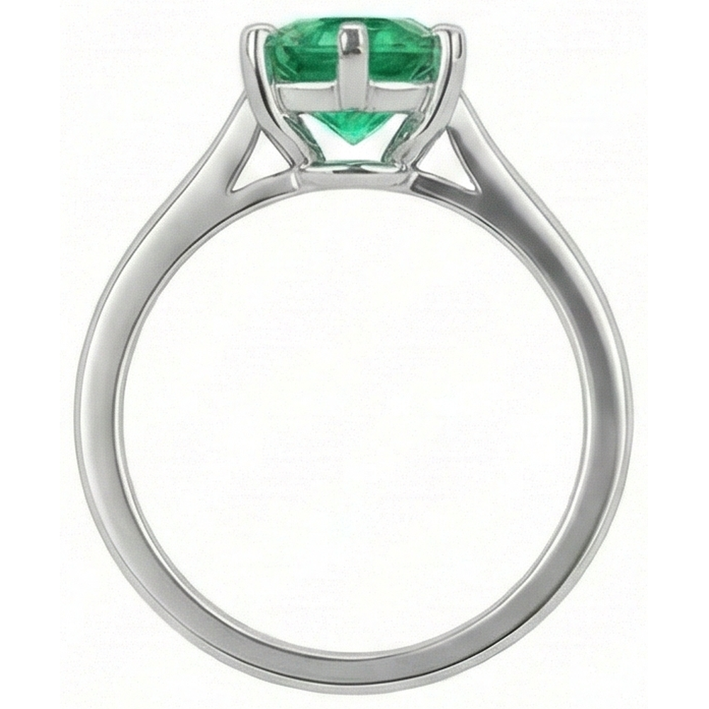 Anello solitario 3 carati con smeraldo verde taglio rotondo oro bianco 14K