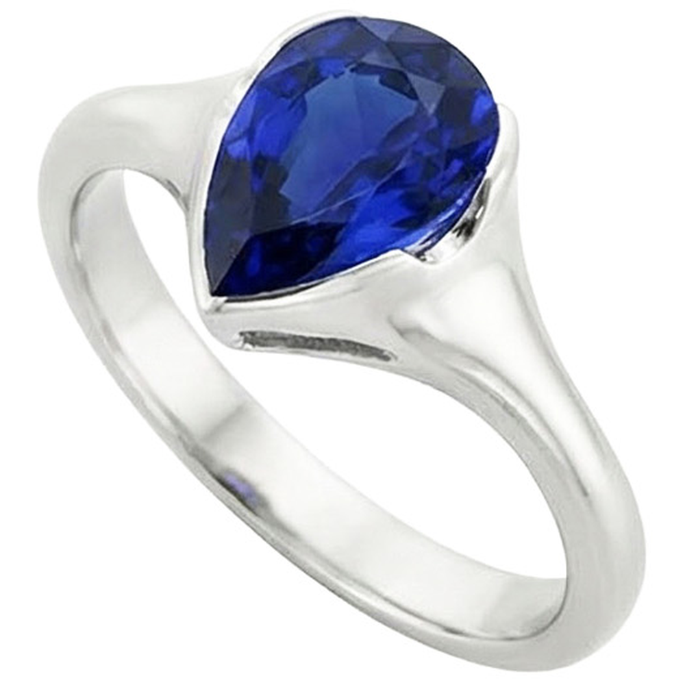 vero pear diamante 3carati anello vista frontale