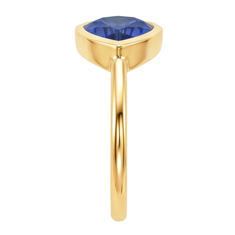 Anello solitario Anniversary con zaffiro Ceylon a pera 2 carati in oro bianco 14K