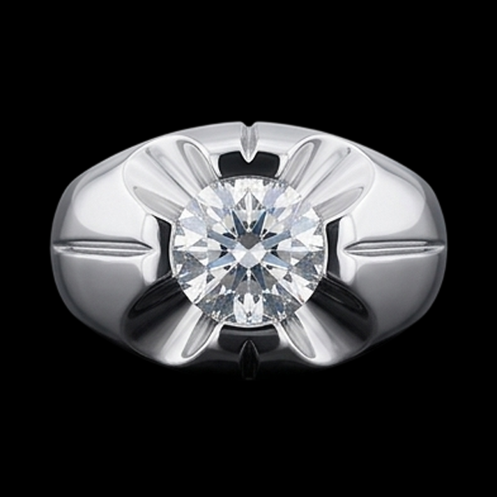 Anello solitario Gypsy con diamante tondo da 2,50 carati in oro bianco 14K
