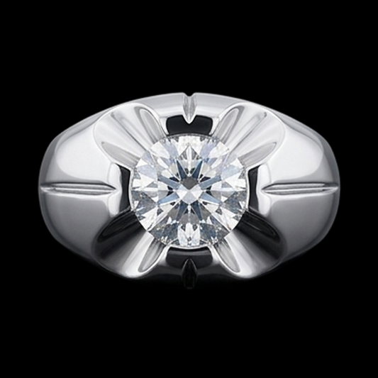 Anello solitario Gypsy con diamante tondo da 2,50 carati in oro bianco 14K
