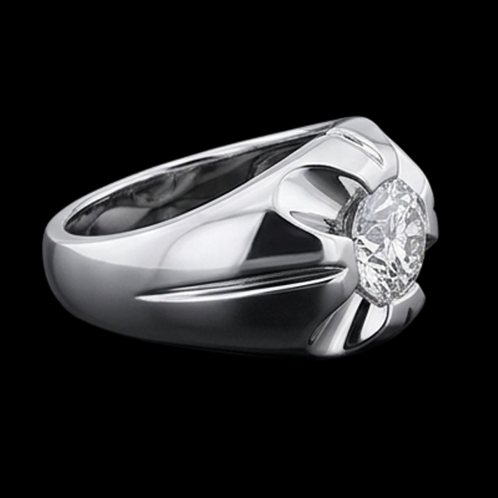 Anello solitario Gypsy con diamante tondo da 2,50 carati in oro bianco 14K