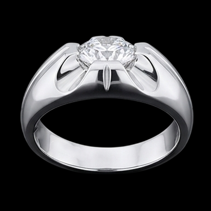 Anello solitario Gypsy con diamante tondo da 2,50 carati in oro bianco 14K