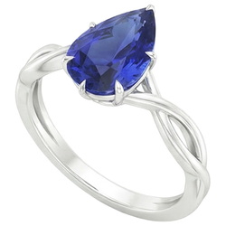 Anello solitario Infinity Style con zaffiro blu pera da 2,50 carati in oro bianco 14 carati