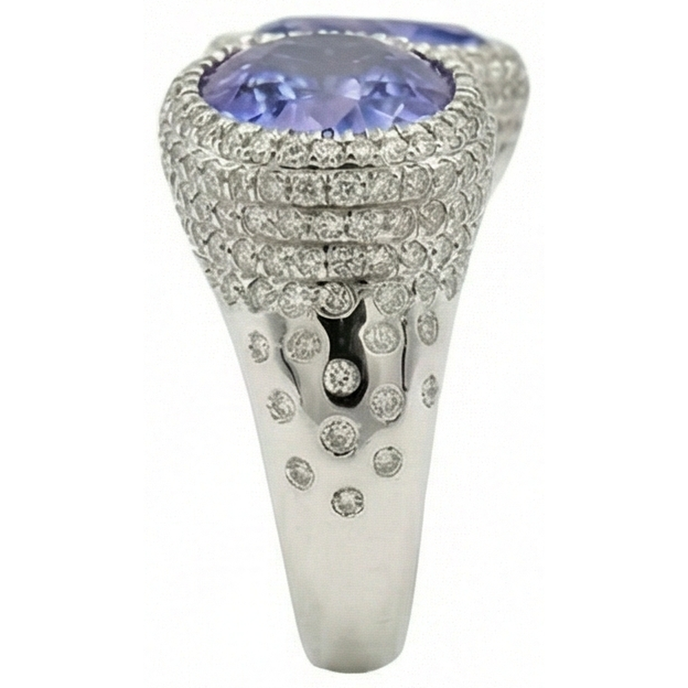 Anello solitario Toi et Moi Tanzanite con accenti di diamanti 5.50 Carati
