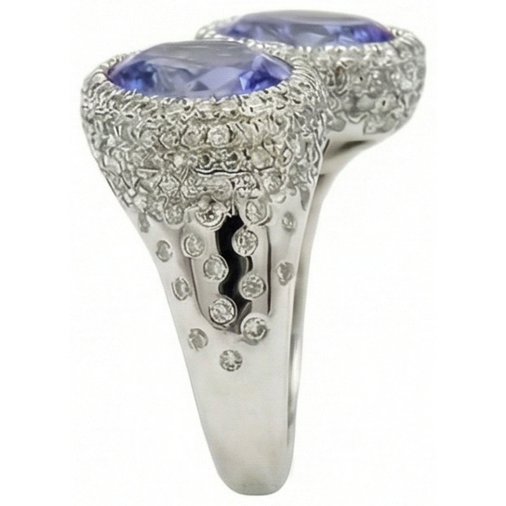 Anello solitario Toi et Moi Tanzanite con accenti di diamanti 5.50 Carati
