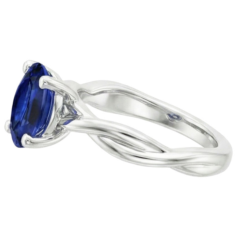 vero oval diamante 2carati anello vista di profilo