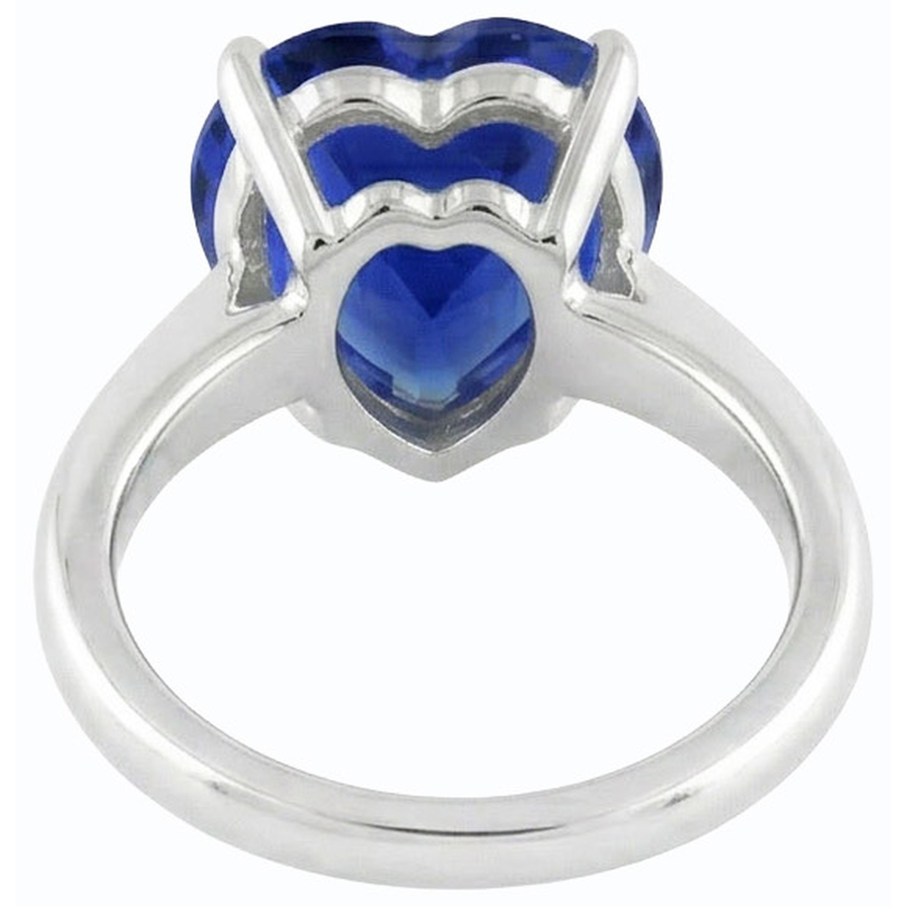 Anello solitario a forma di cuore con zaffiro blu 2 carati in oro 14K