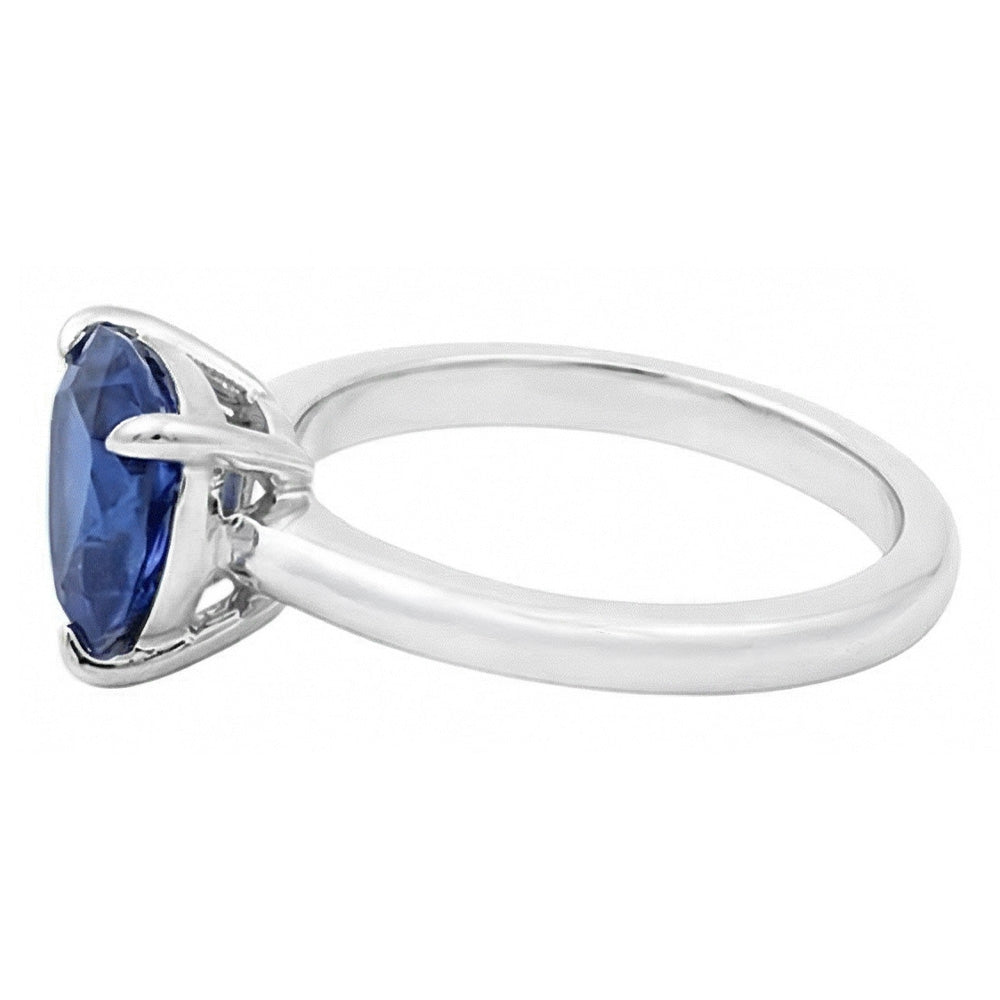 Anello solitario a forma di trilione con zaffiro di Ceylon 1 carato e gioielli in oro bianco 14K