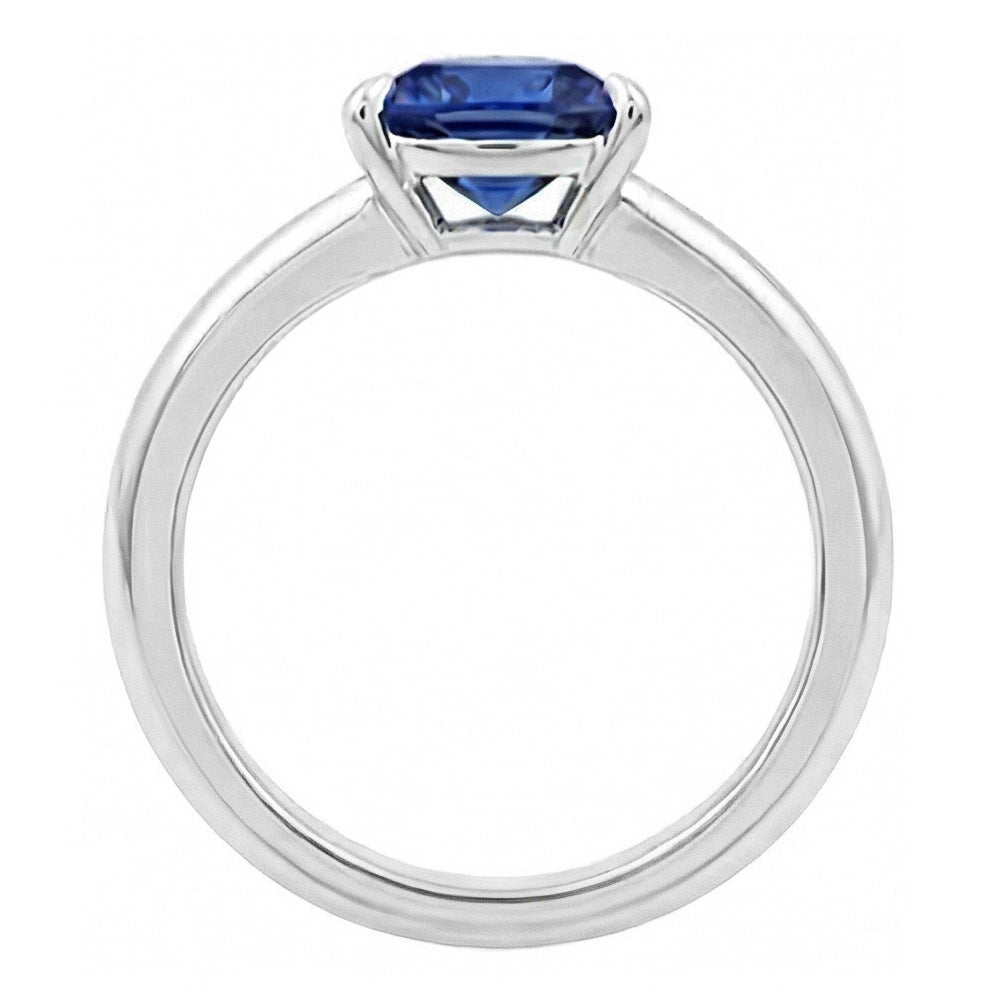 Anello solitario a forma di trilione con zaffiro di Ceylon 1 carato e gioielli in oro bianco 14K