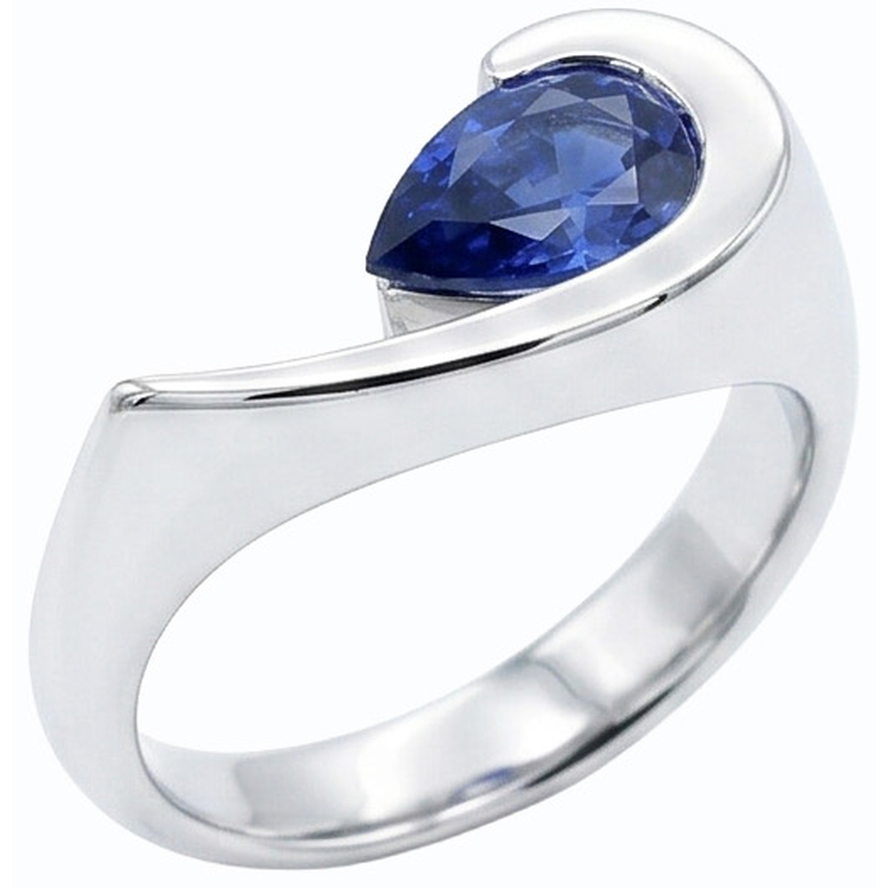 vero pear diamante anello vista frontale
