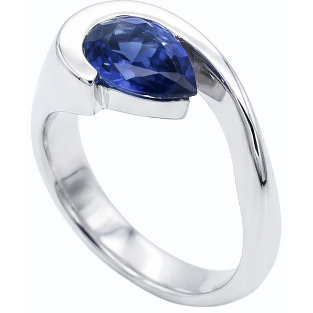 vero pear diamante anello angolo laterale