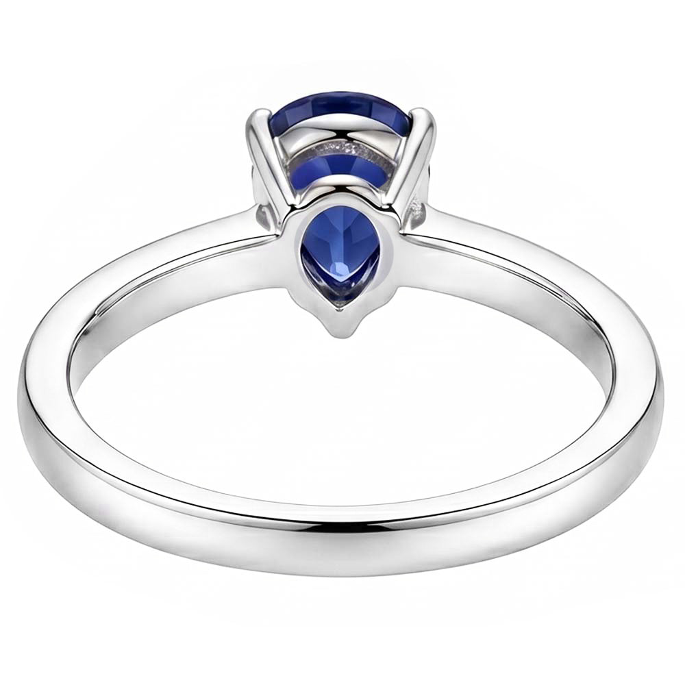 Anello solitario anniversario con zaffiro blu con diamanti da 1,50 carati e oro bianco 14K