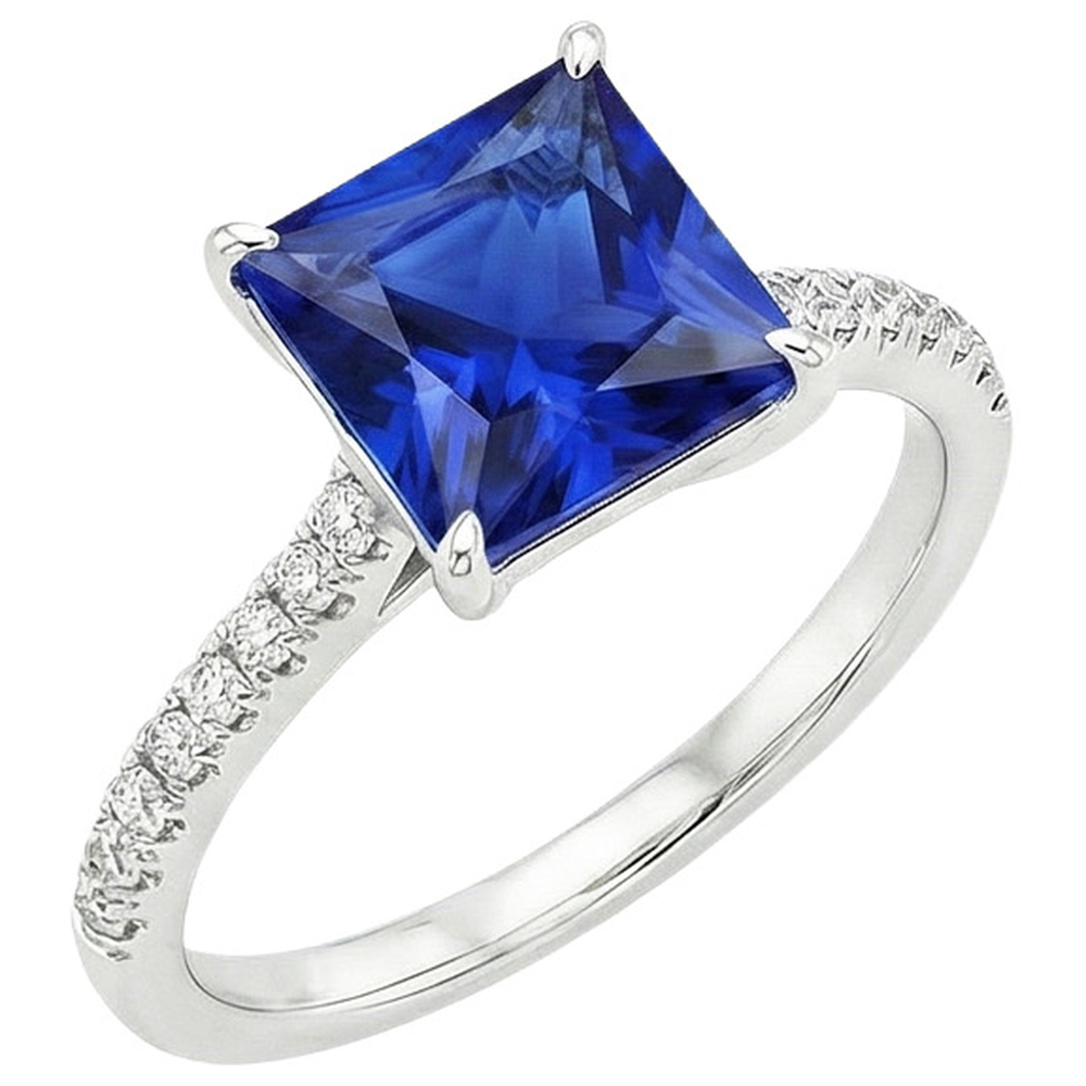 vero princess zaffiro 6carati anello angolo laterale