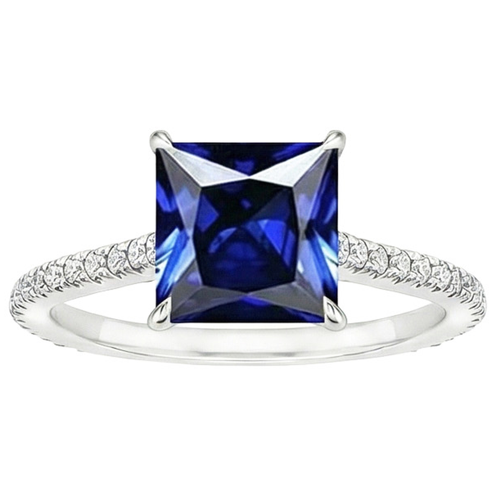 vero princess zaffiro 6carati anello su bianco