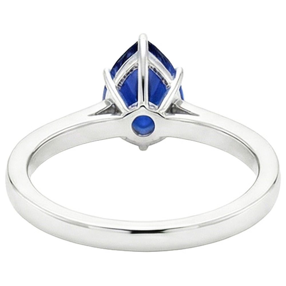 Anello solitario con accenti di zaffiro blu da 3,50 carati Incastonatura del canale