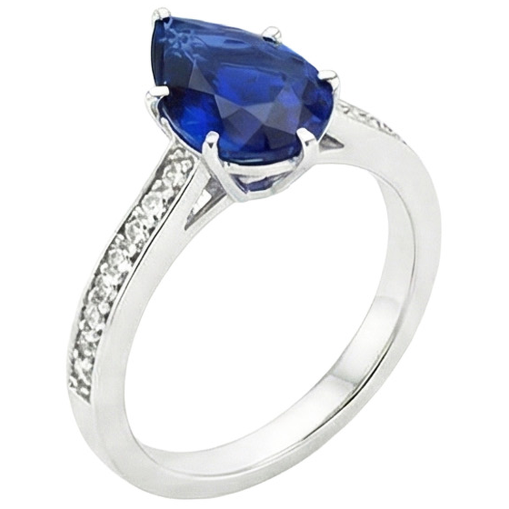 Anello solitario con accenti di zaffiro blu da 3,50 carati Incastonatura del canale