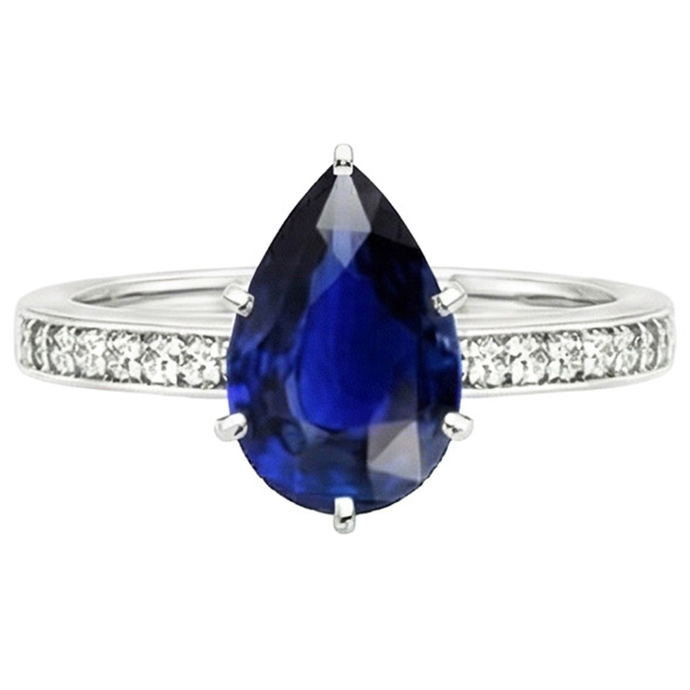 Anello solitario con accenti di zaffiro blu da 3,50 carati Incastonatura del canale