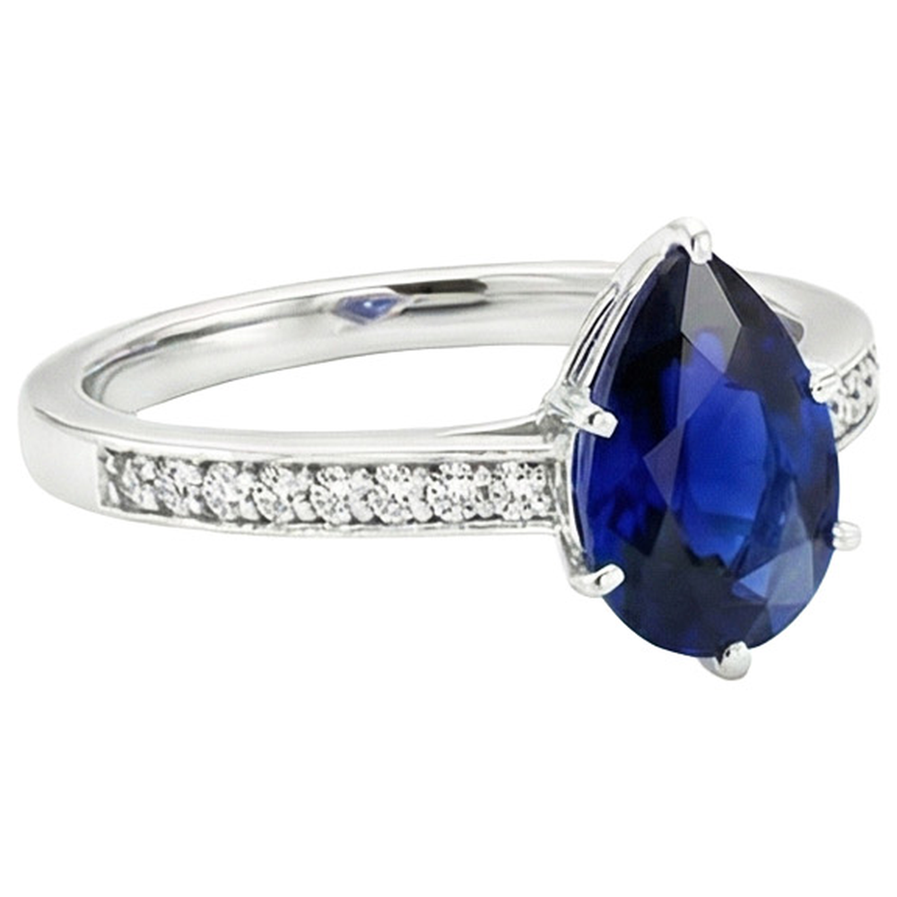 Anello solitario con accenti di zaffiro blu da 3,50 carati Incastonatura del canale